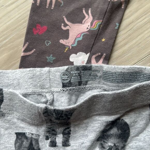 Toddler Girl Fun Leggings Set Bundle, Unicorn, Dogs, Cats, Plaid Size 4 5 XS - Picture 8 of 9